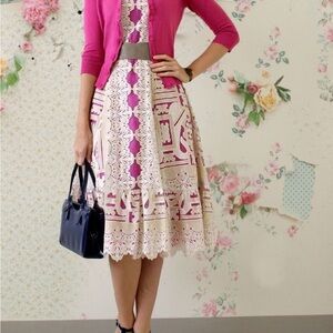 Moulinette Soeurs Pink and Cream Midi Dress from ANTHROPOLOGIE
